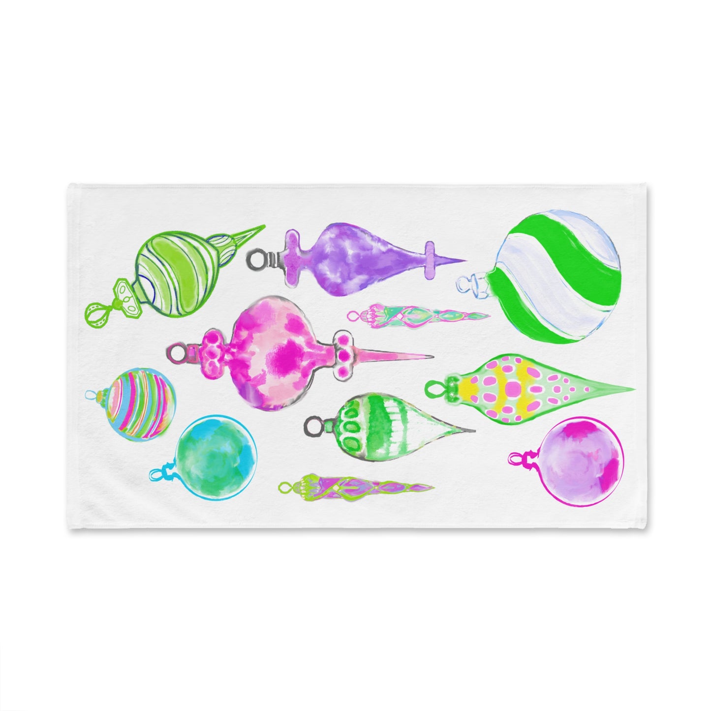Christmas Hand Towels Watercolor Ornaments