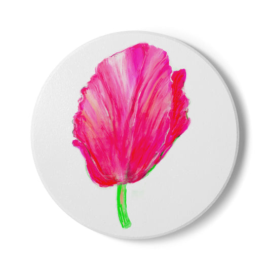 Tulip Love Ceramic Coaster in Red Pink