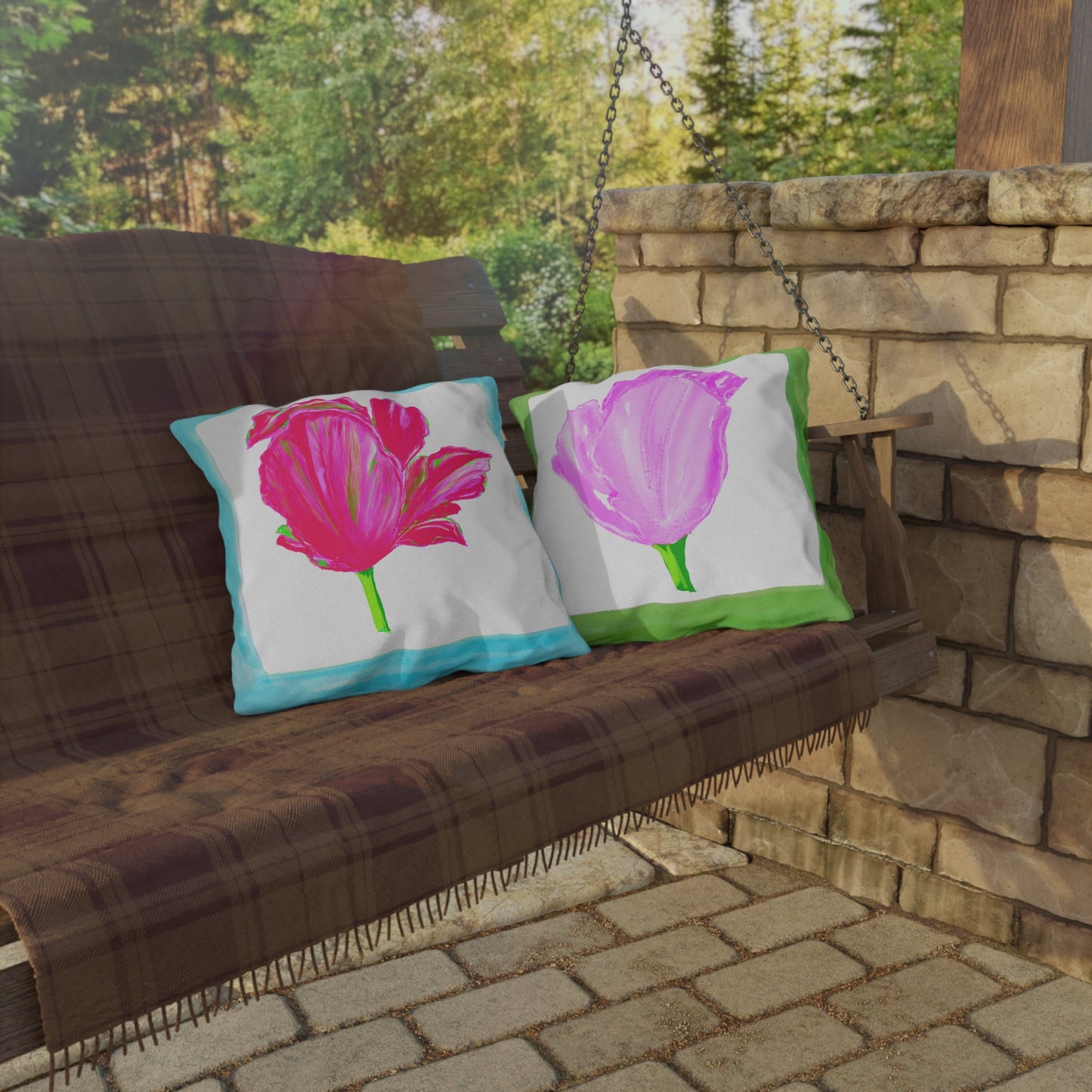 Vibrant Tulips Outdoor Pillows