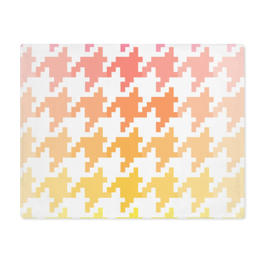 Houndstooth Fun , Cotton Twill Placemat, pink/orange/yellow, Creamy White Fabric Background