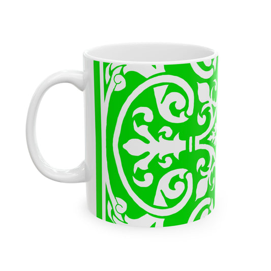 Scrollwork Ceramic Mug Green