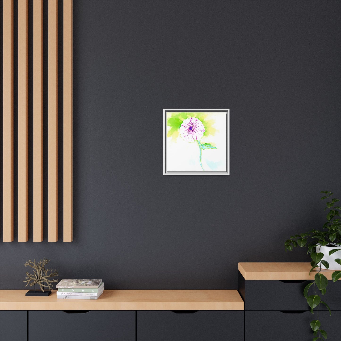 Zinnia Color Splash Matte Canvas Yellow Framed