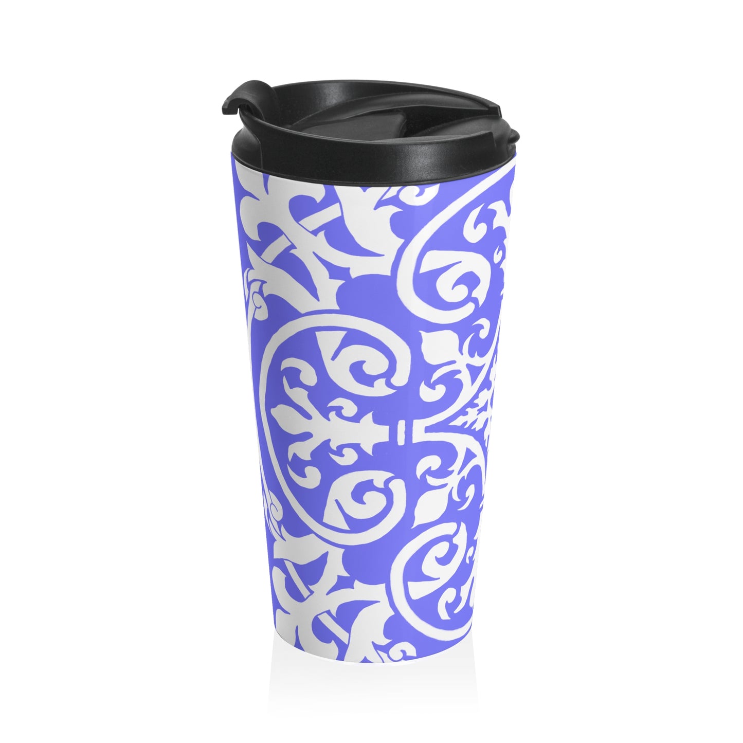 Scrollwork Stainless Steel Travel Mug  "Each step a mercy unfolding"