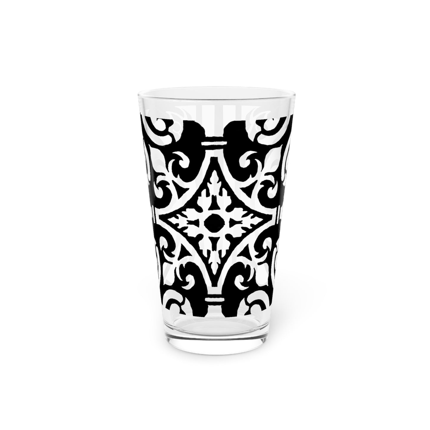 Scrollwork Pint Glass Black