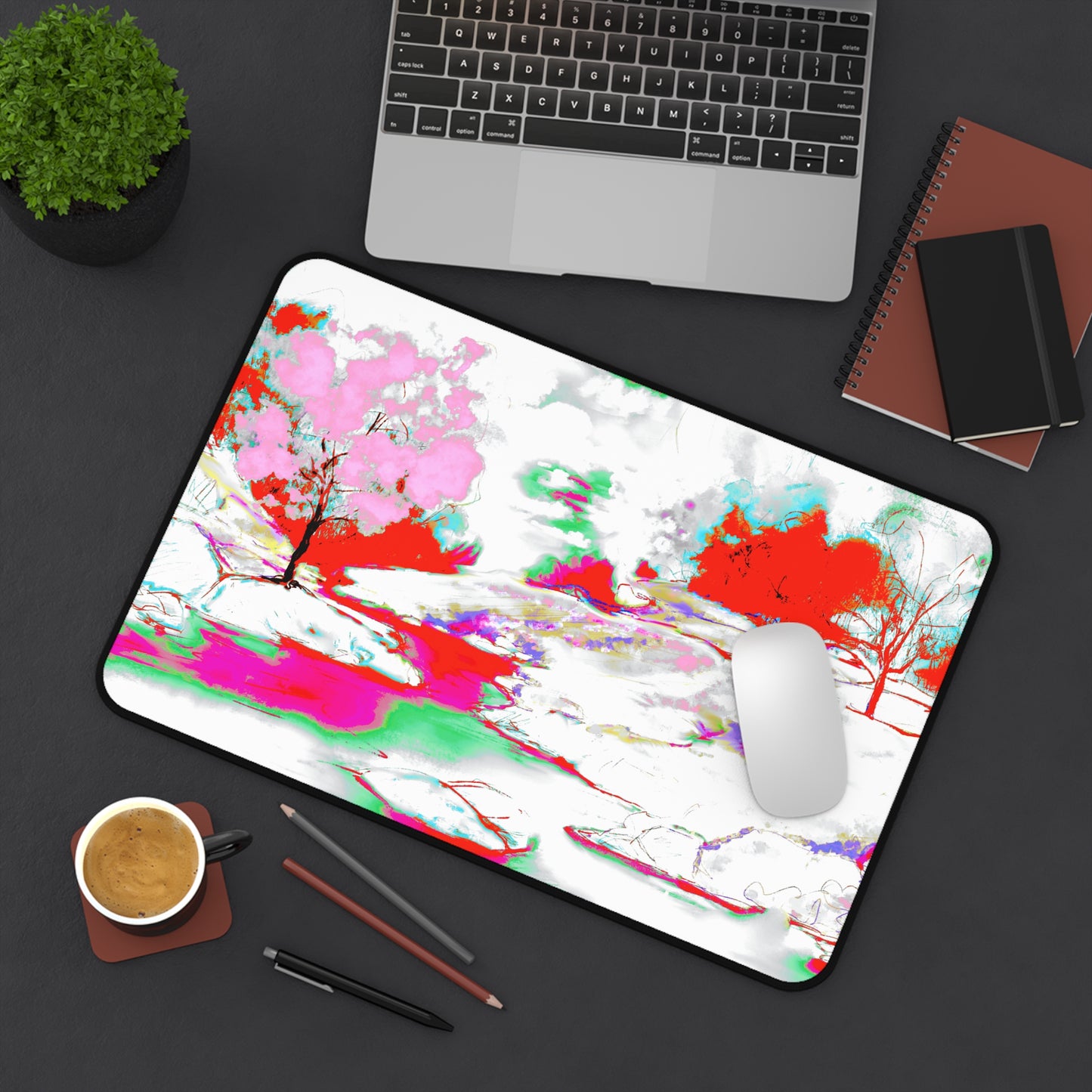 Joyful Landscapes Desk Mat, Yellow and Blue