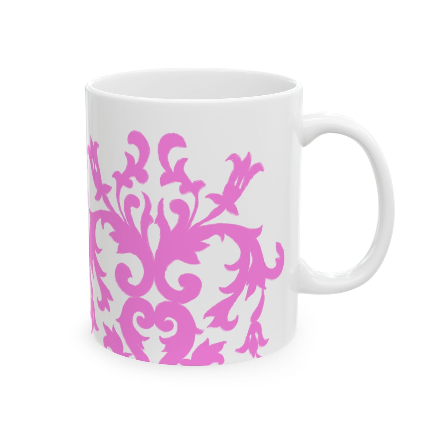 Scrollwork Ceramic Mug Pink Purple