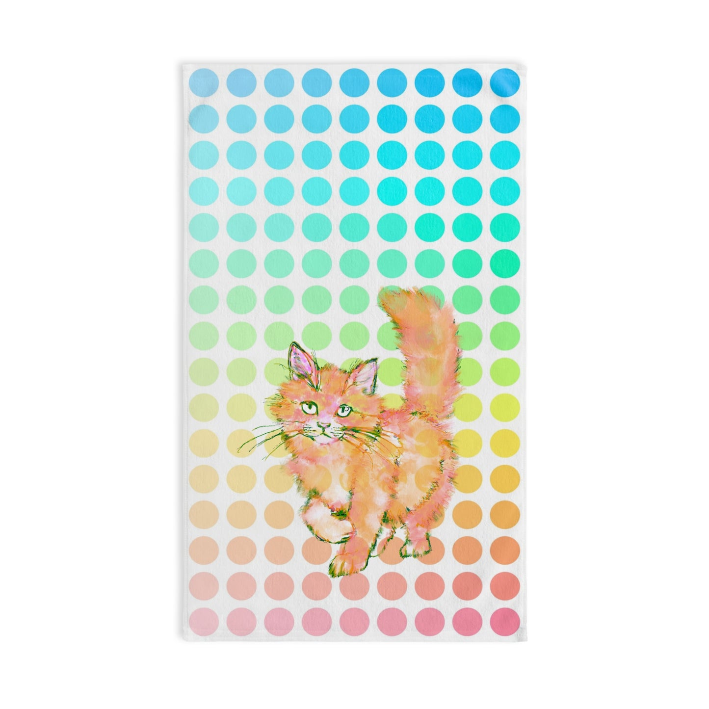 Hand Towels Colorful Cat Polka Dots