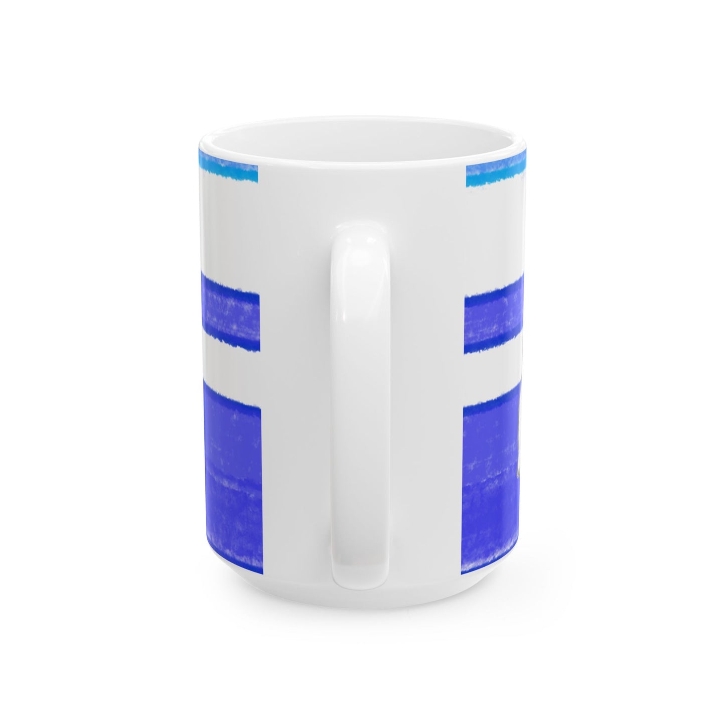 Mega Stripe Kitty Butterfly Flutter Ceramic Mug Ultramarine