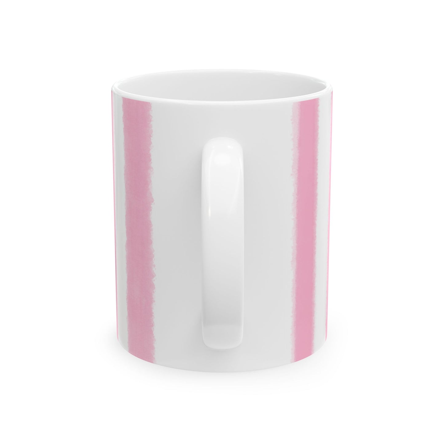 Watercolor Stripe Ceramic Mug in Pink, 11oz