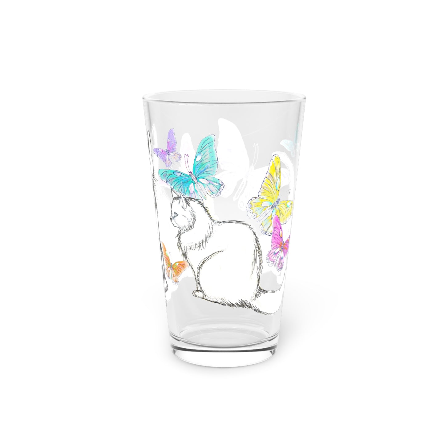 Kitty Flutter Pint Glass, 16oz