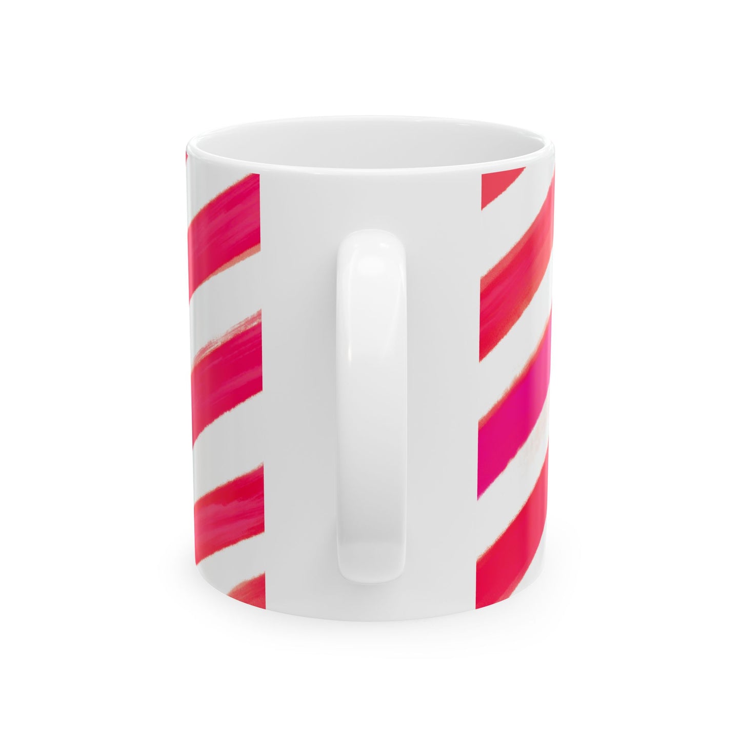 Diagonal Stripe Ceramic Mug in Raspberry Red, 11oz