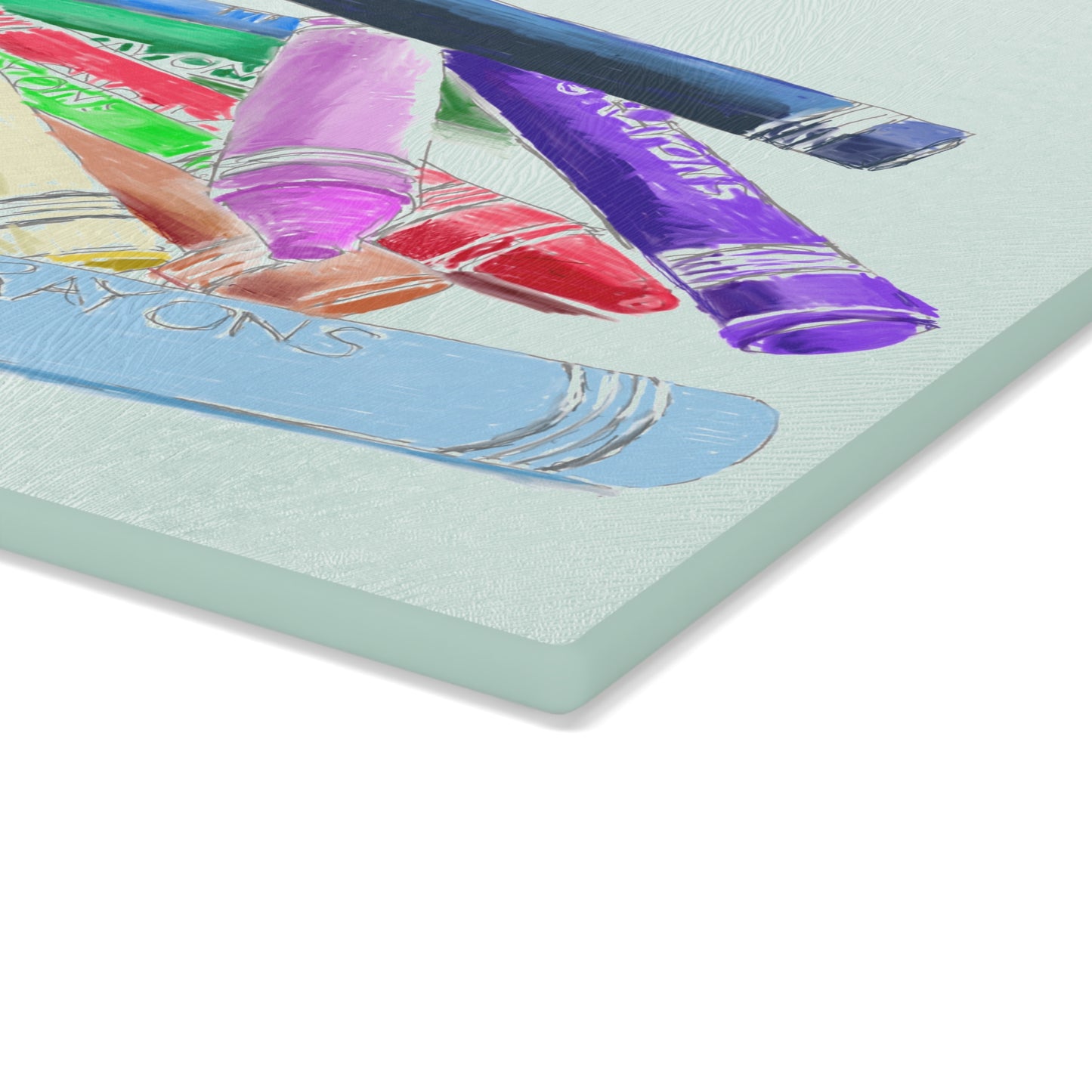 Glass Cutting Board. Crayon Cut-Up