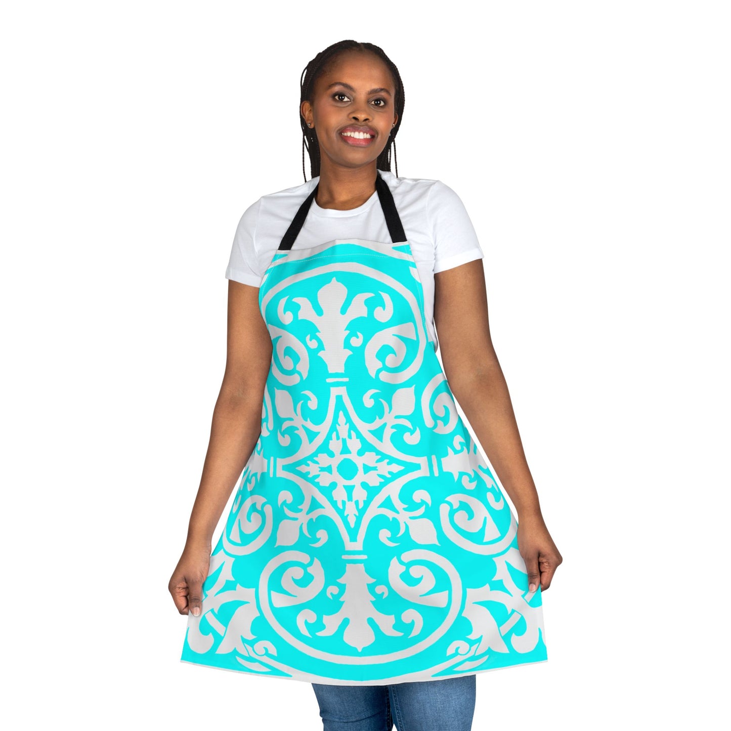Scrollwork Apron Aqua