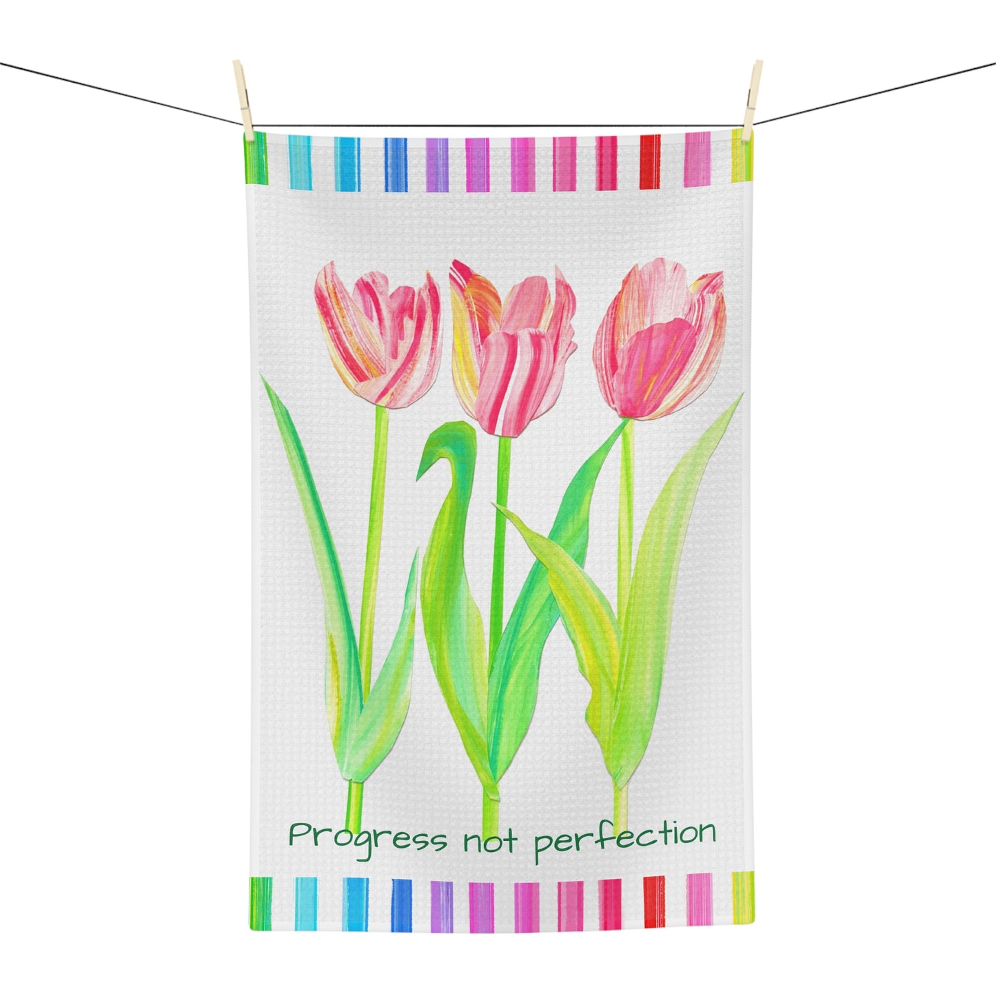 Vibrant Tulip Microfiber Tea Towel Progress not perfection