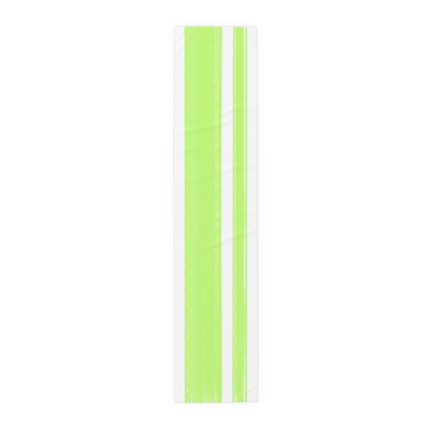 Mega Stripe Table Runner (Cotton Creamy White, Poly Bright White), Spring Green
