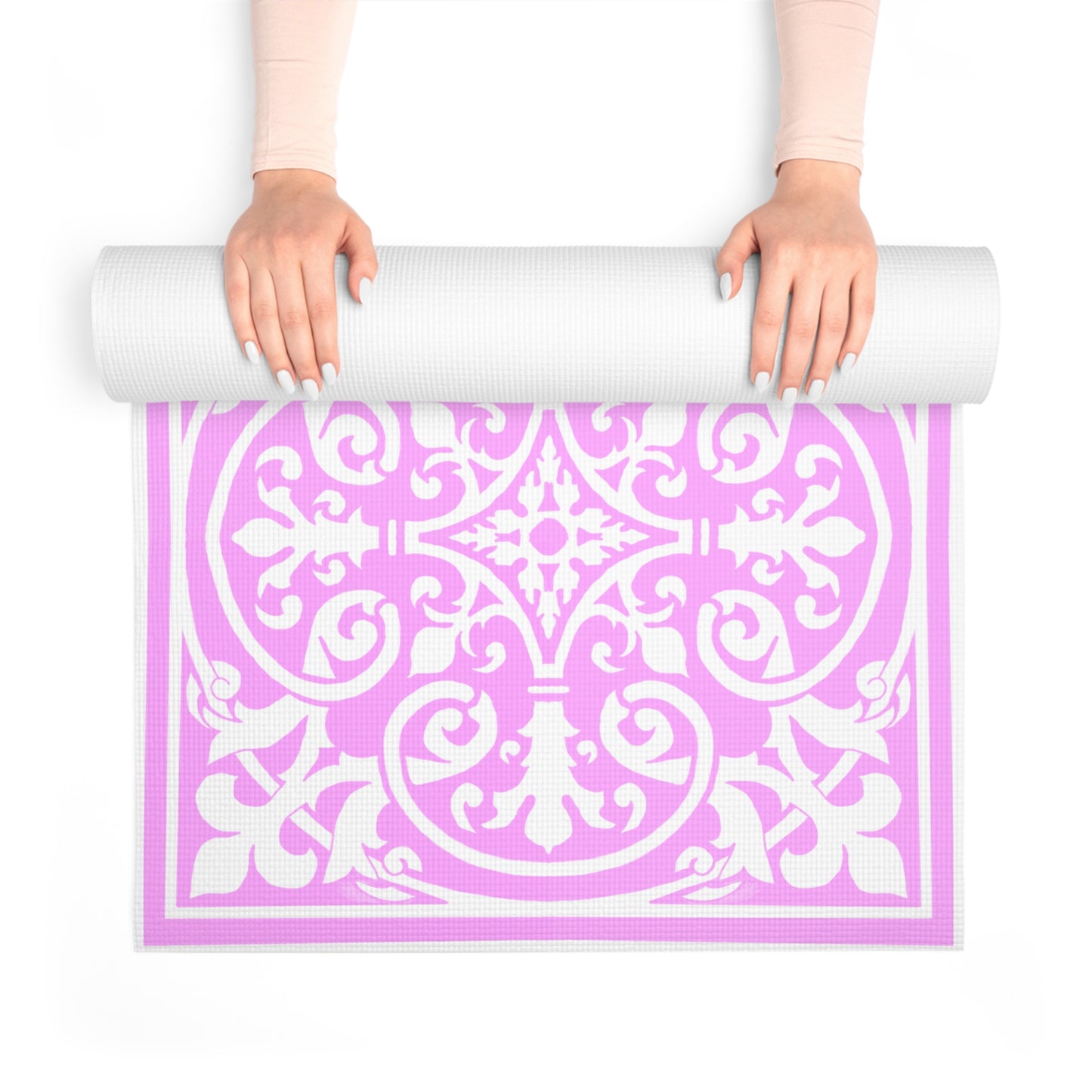 Scrollwork Exercise Mat Pink