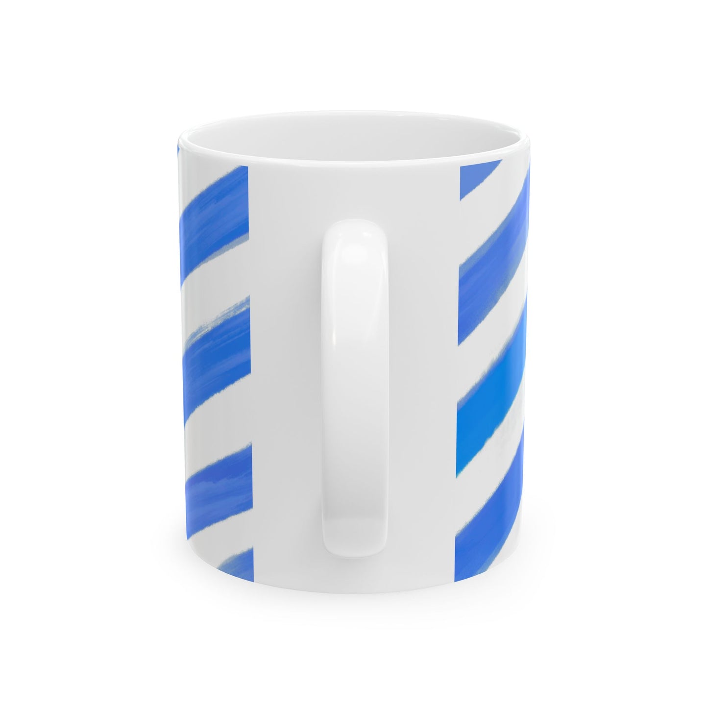 Diagonal Stripe Ceramic Mug in Medium Blue, 11oz