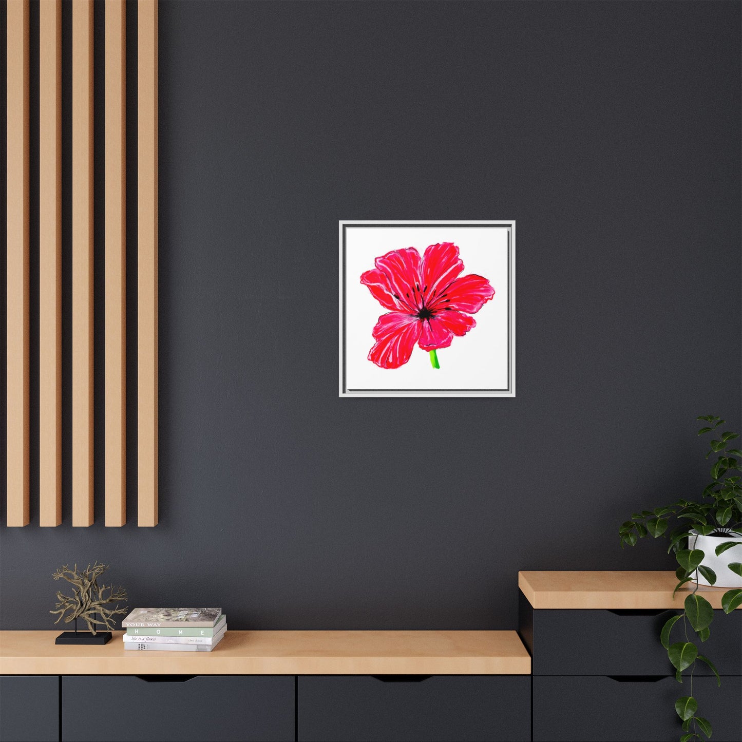 Wall Art Canvas Dancing Tulips, Framed Red