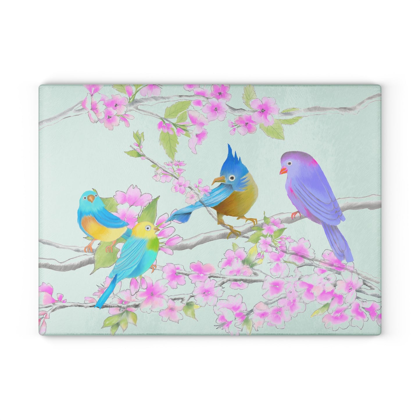 Cherry Chirp Glass Cutting Board