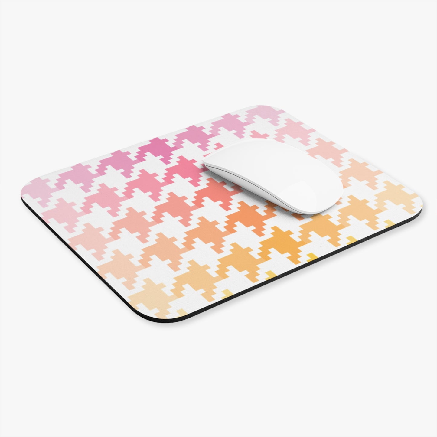 Houndstooth Fun in Pink and Orange Mouse Pad