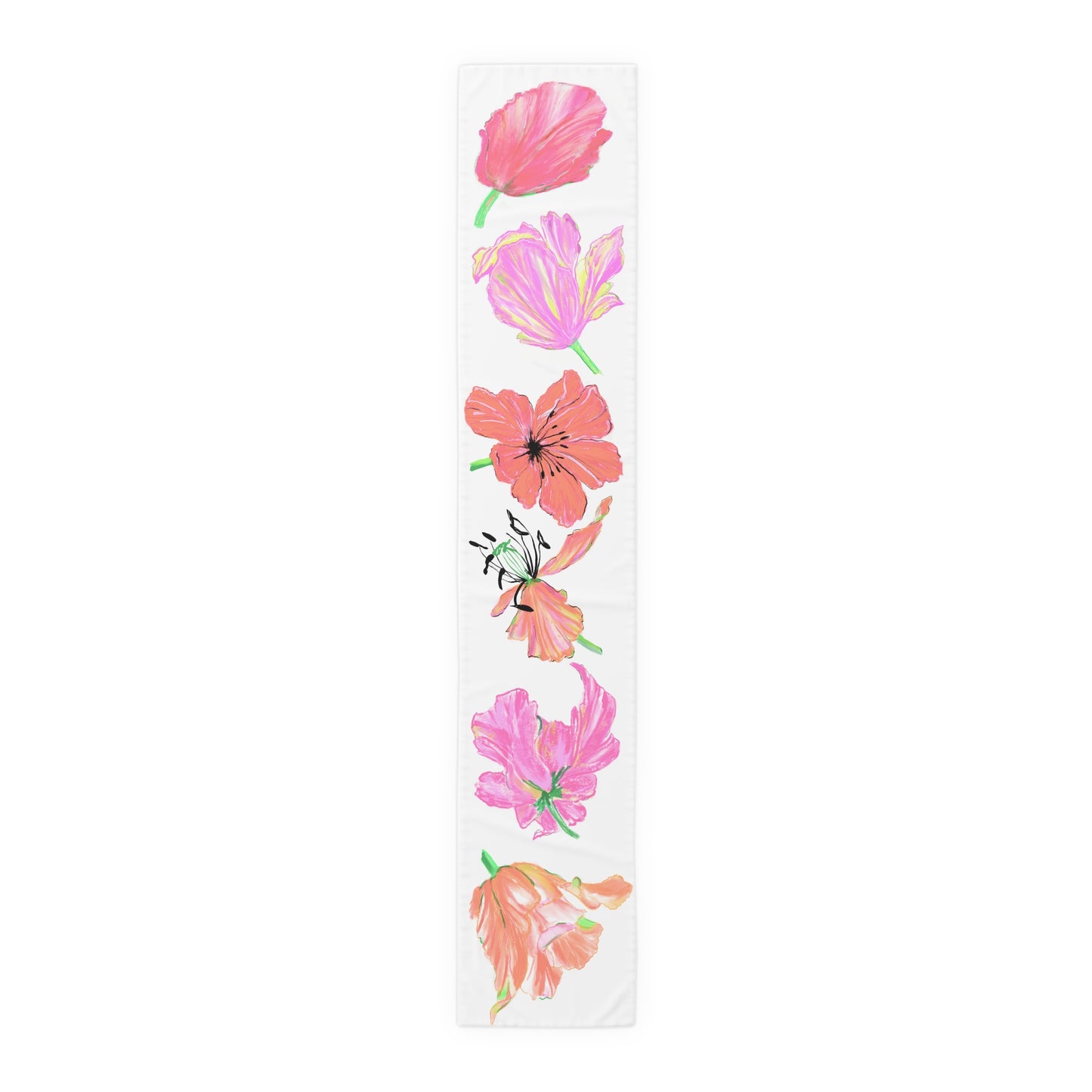 Tulip Love Table Runner 16" x 90" Cotton Creamy White OR Polyester Bright White