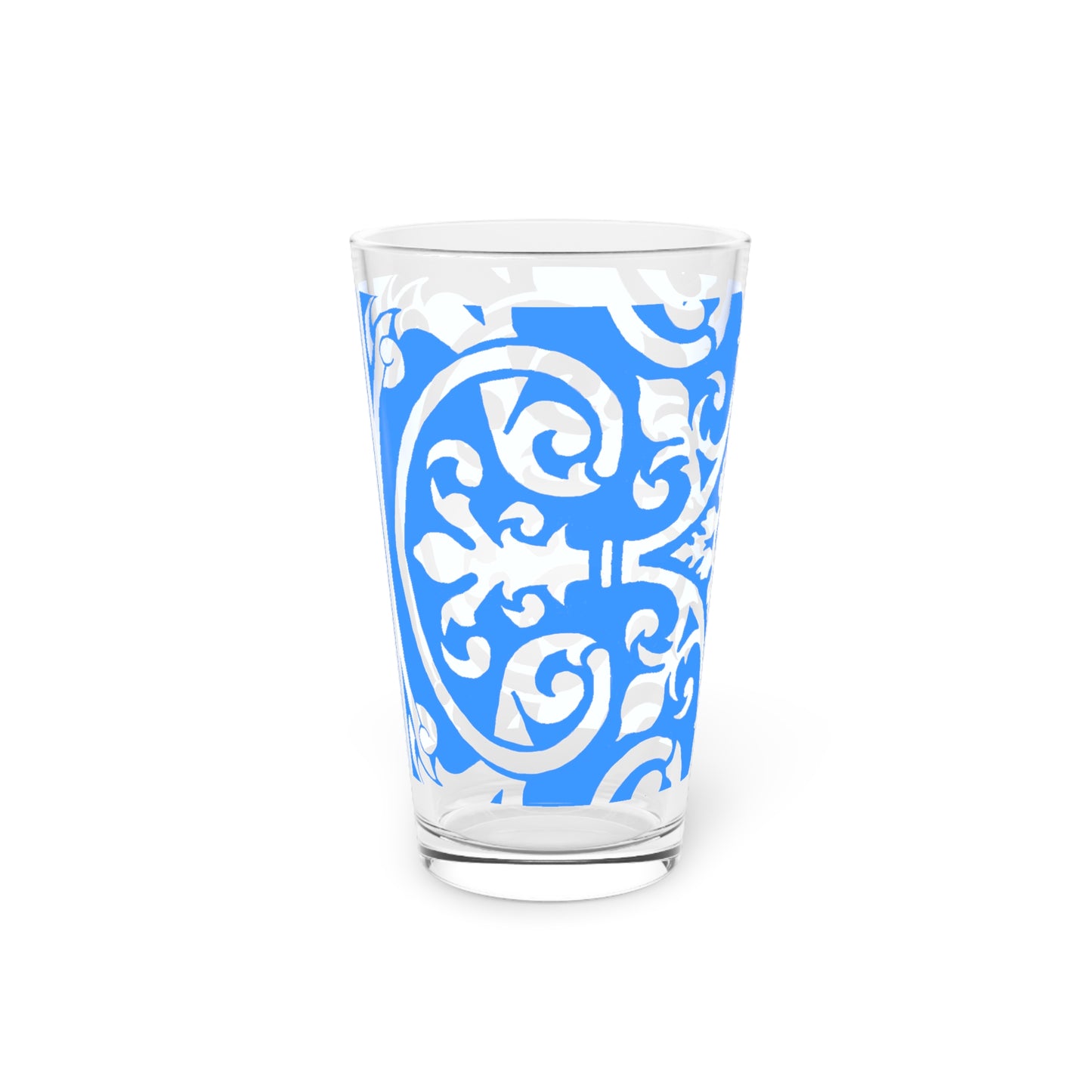 Scrollwork Pint Glass Blue