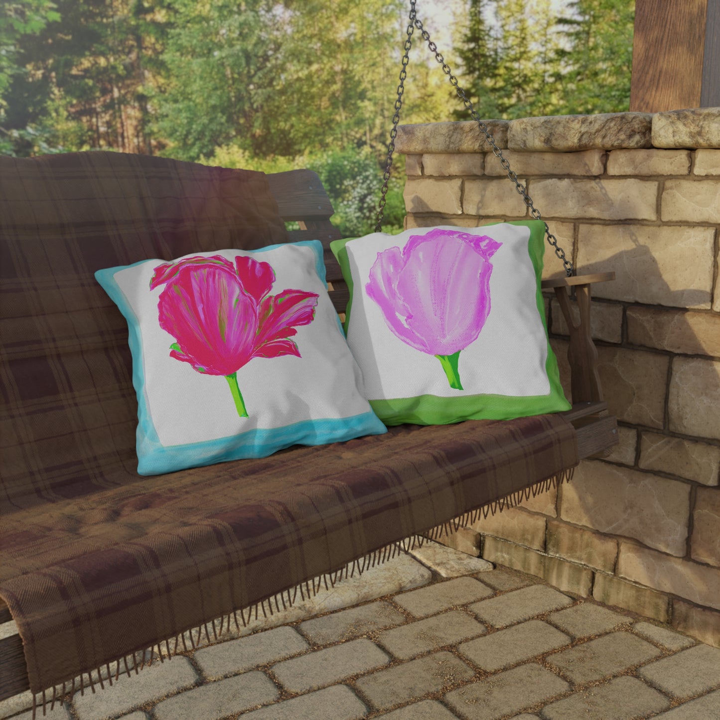 Vibrant Tulips Outdoor Pillows