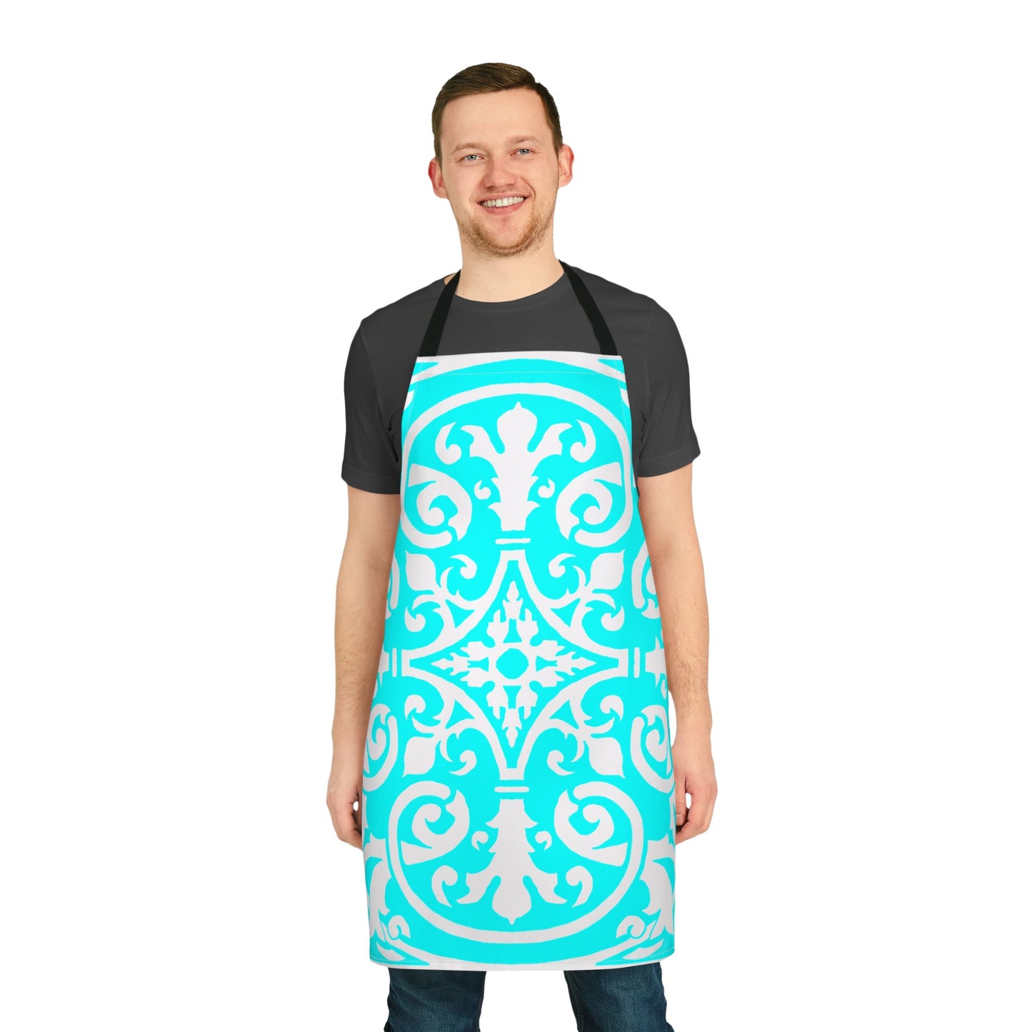 Scrollwork Apron Aqua