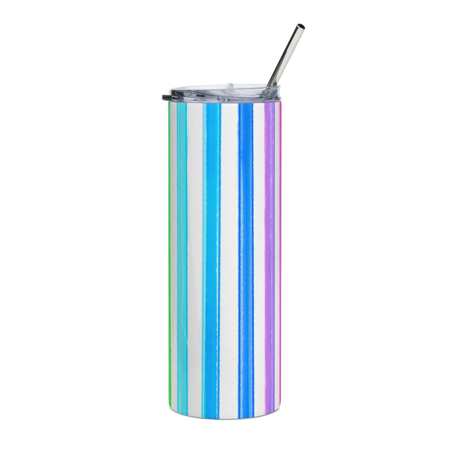 Stainless Steel Tumblers, 20oz Watercolor Rainbow Stripes