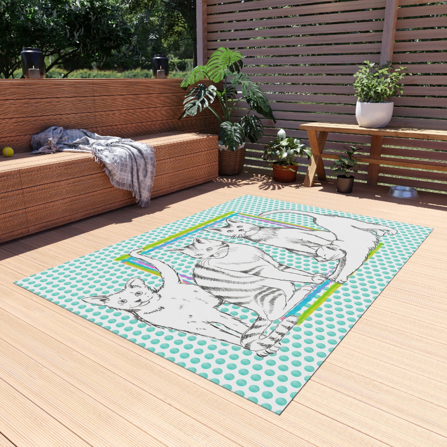 Kitty Fun indoor/Outdoor Rug aqua