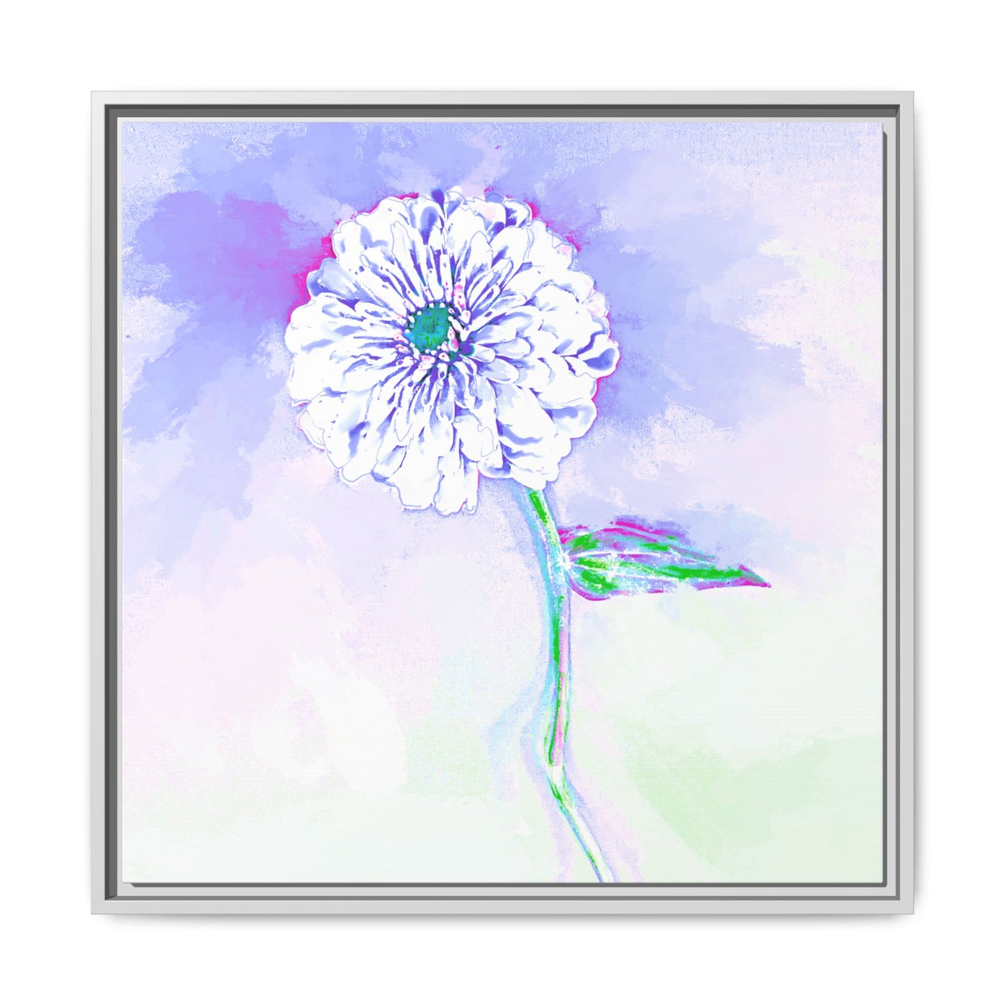 Zinnia Color Splash Matte Canvas Periwinkle Framed