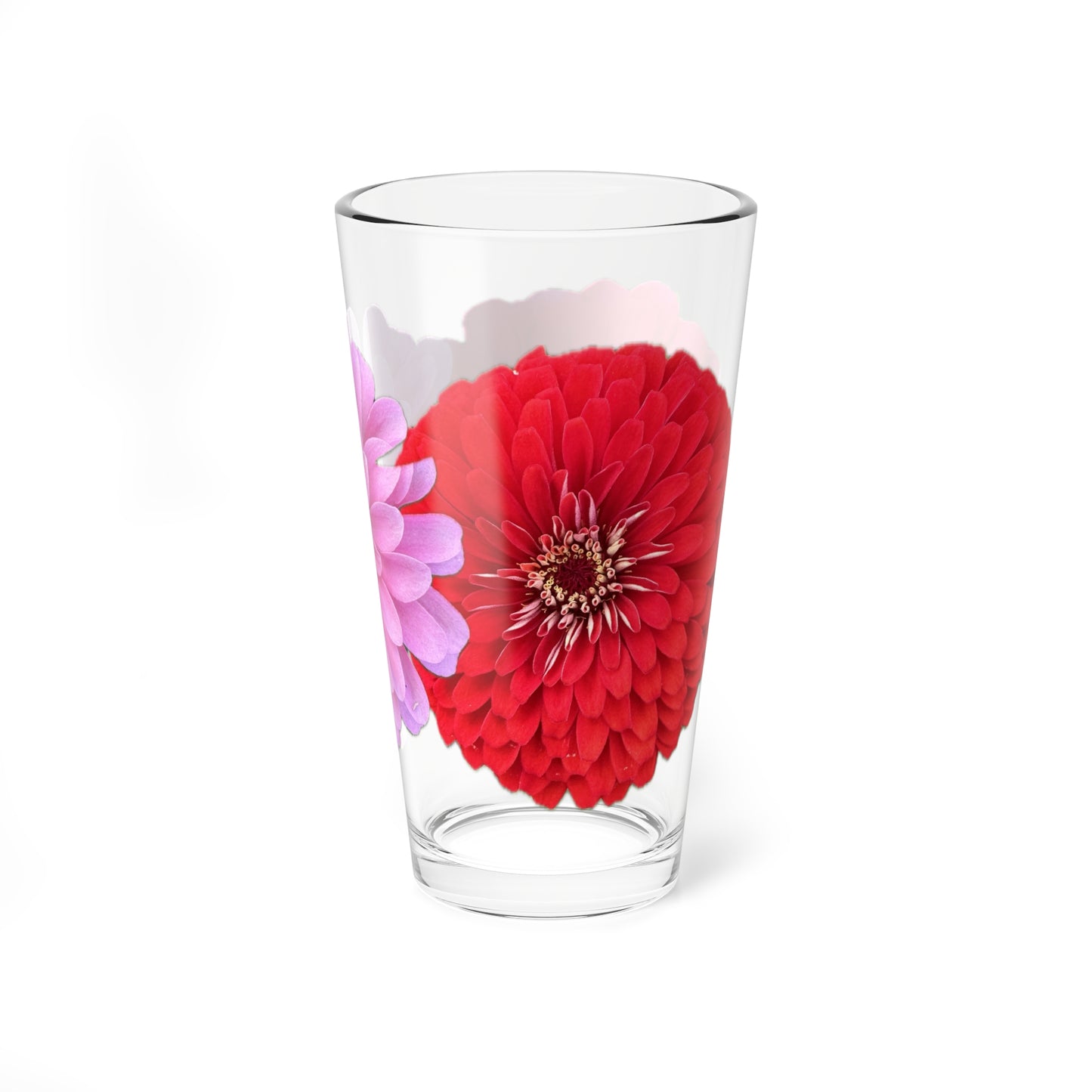 Zinnia Pint Glass Red Pink