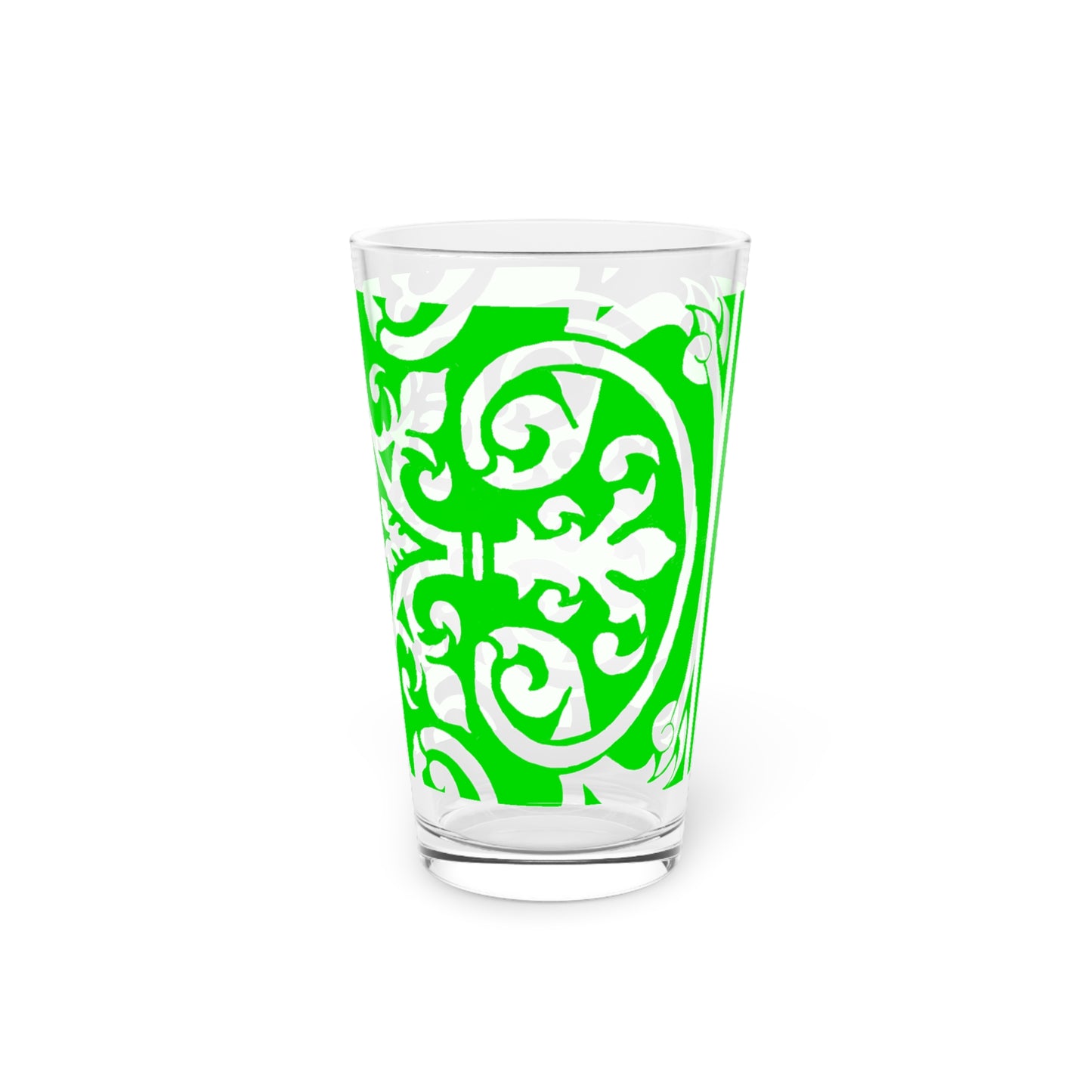 Scrollwork Pint Glass Green