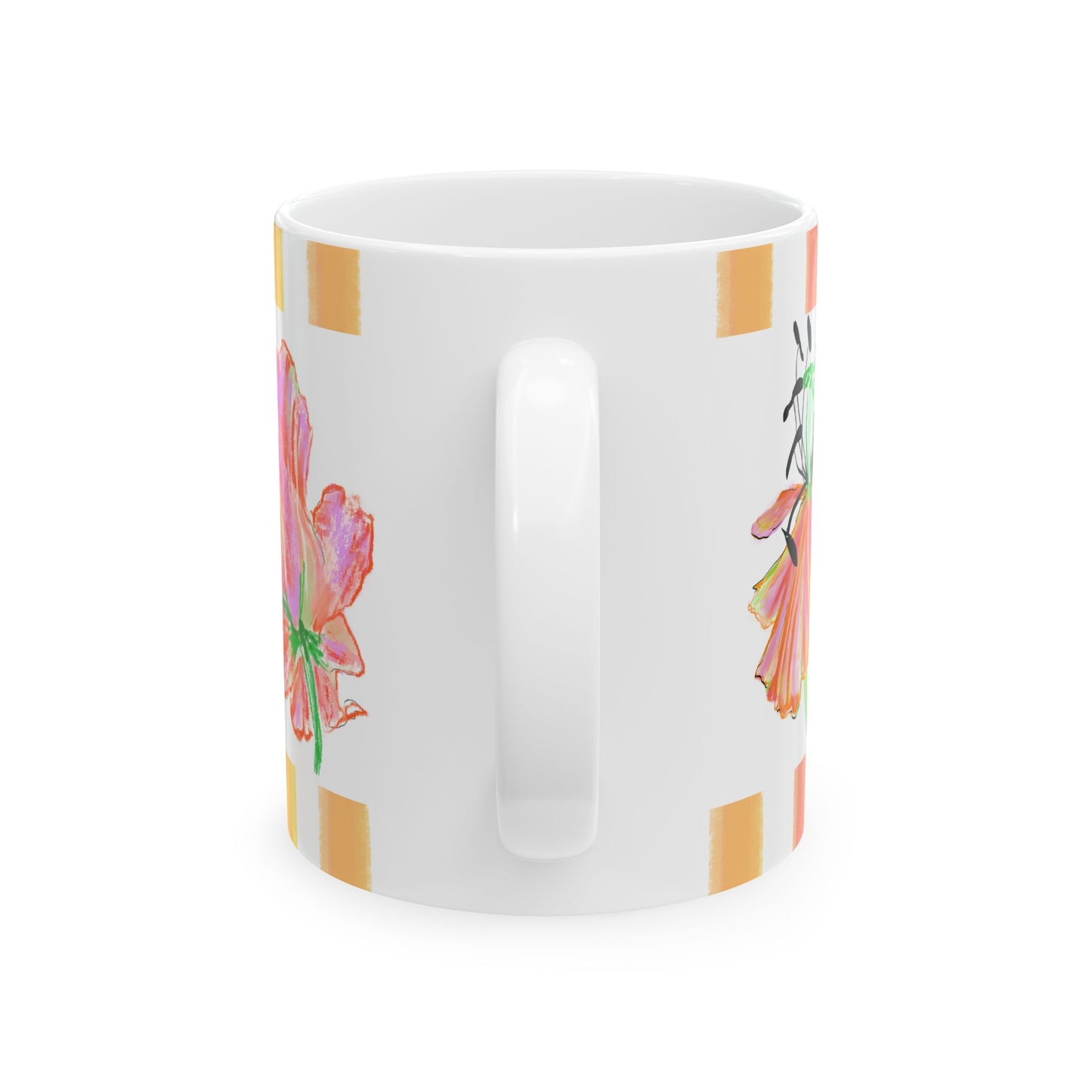 Tulip Love Ceramic Mug (11oz, 15oz) Orange, Pink