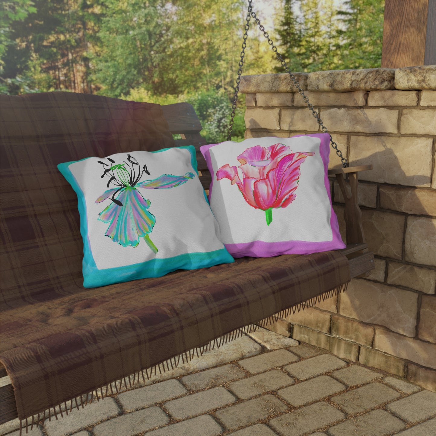 Vibrant Tulips Outdoor Pillows