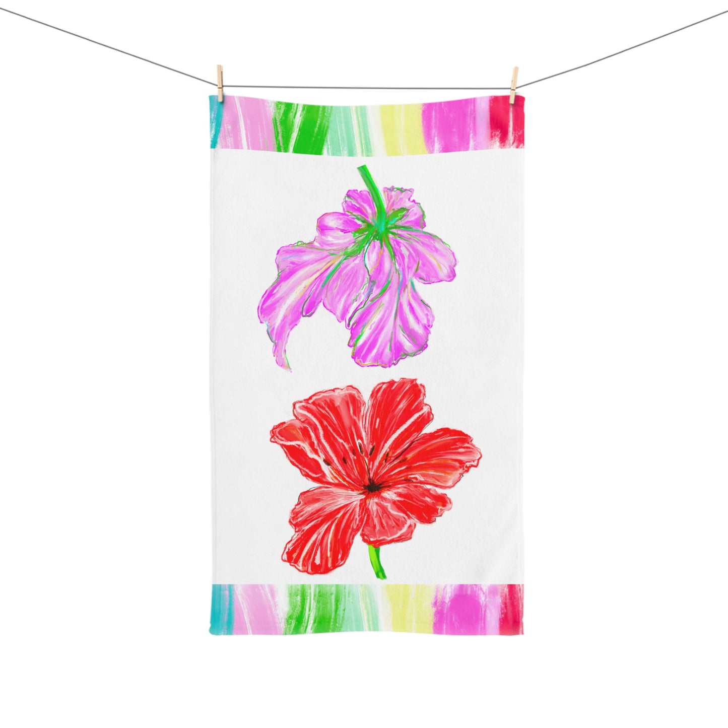 Dancing Tulips Hand Towel Red Lilac