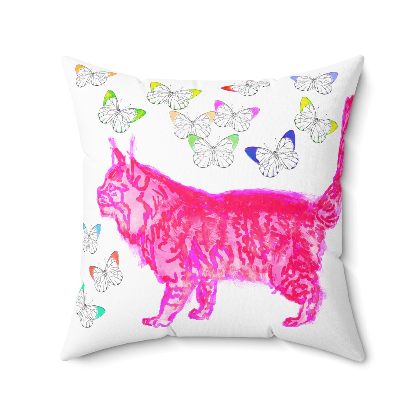 Colorful Cats & Dogs Polyester Square Pillow A heart must...