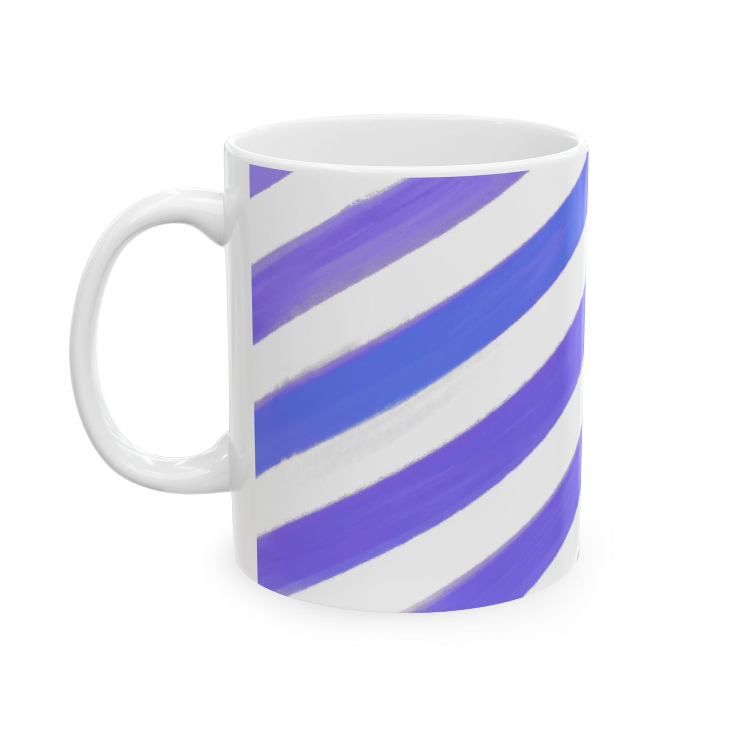 Diagonal Stripe Ceramic Mug In Periwinkle, 11oz
