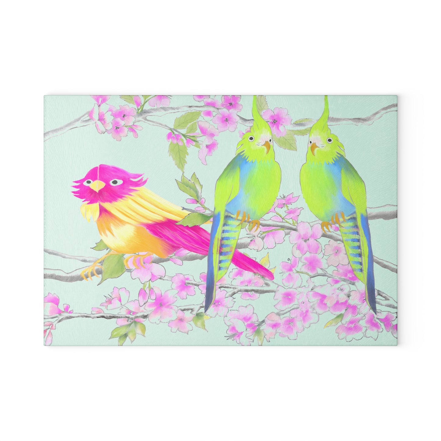 Cherry Chirp Glass Cutting Board