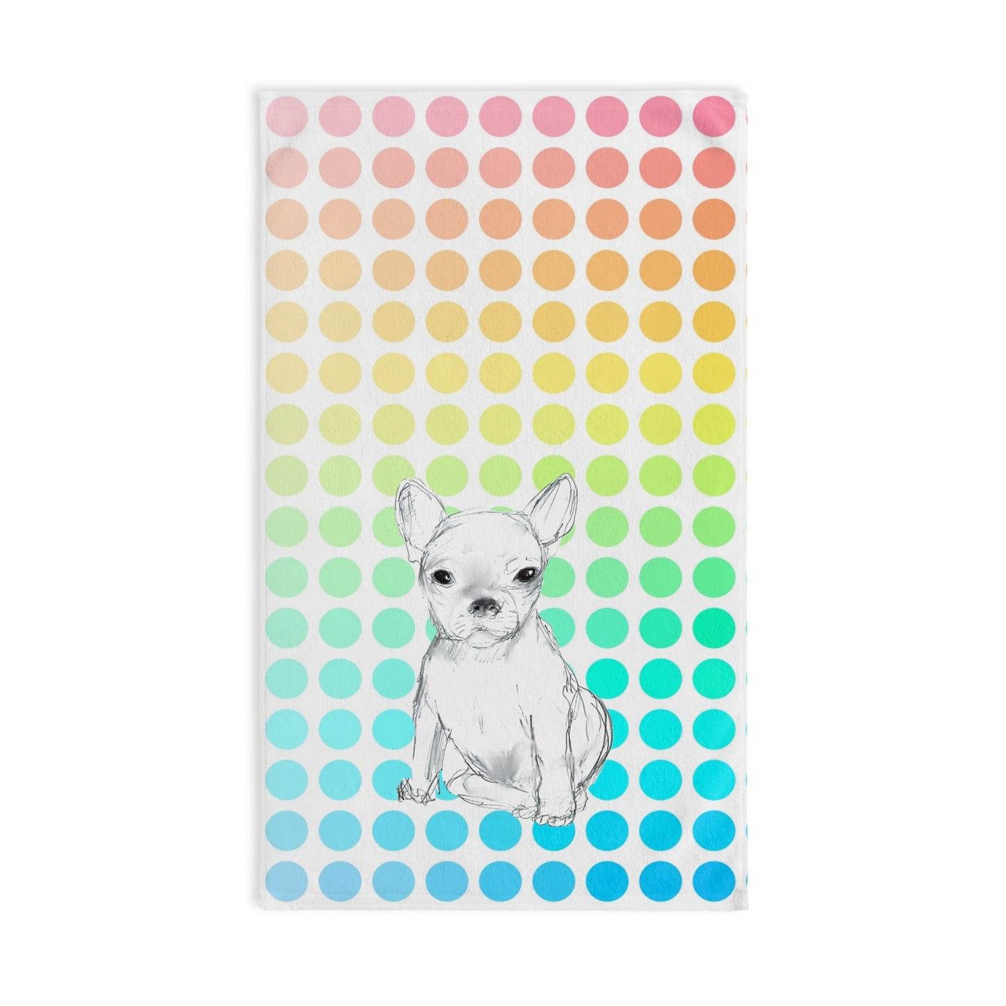 Dogi Fun Hand Towel, Chihuahua with Multi-Color Polka Dots