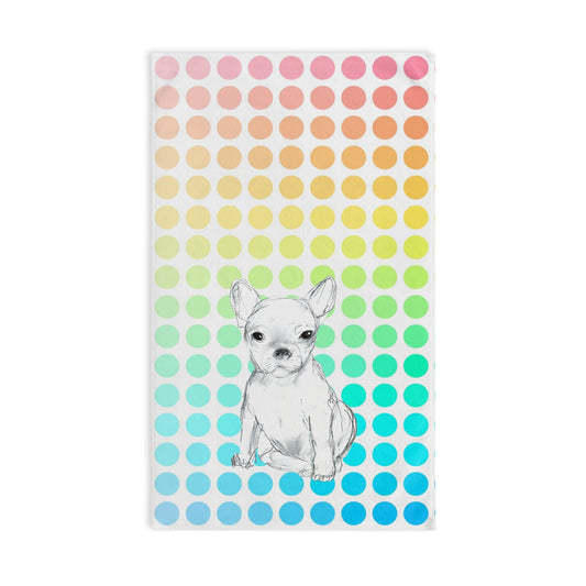 Dogi Fun Hand Towel, Chihuahua with Multi-Color Polka Dots