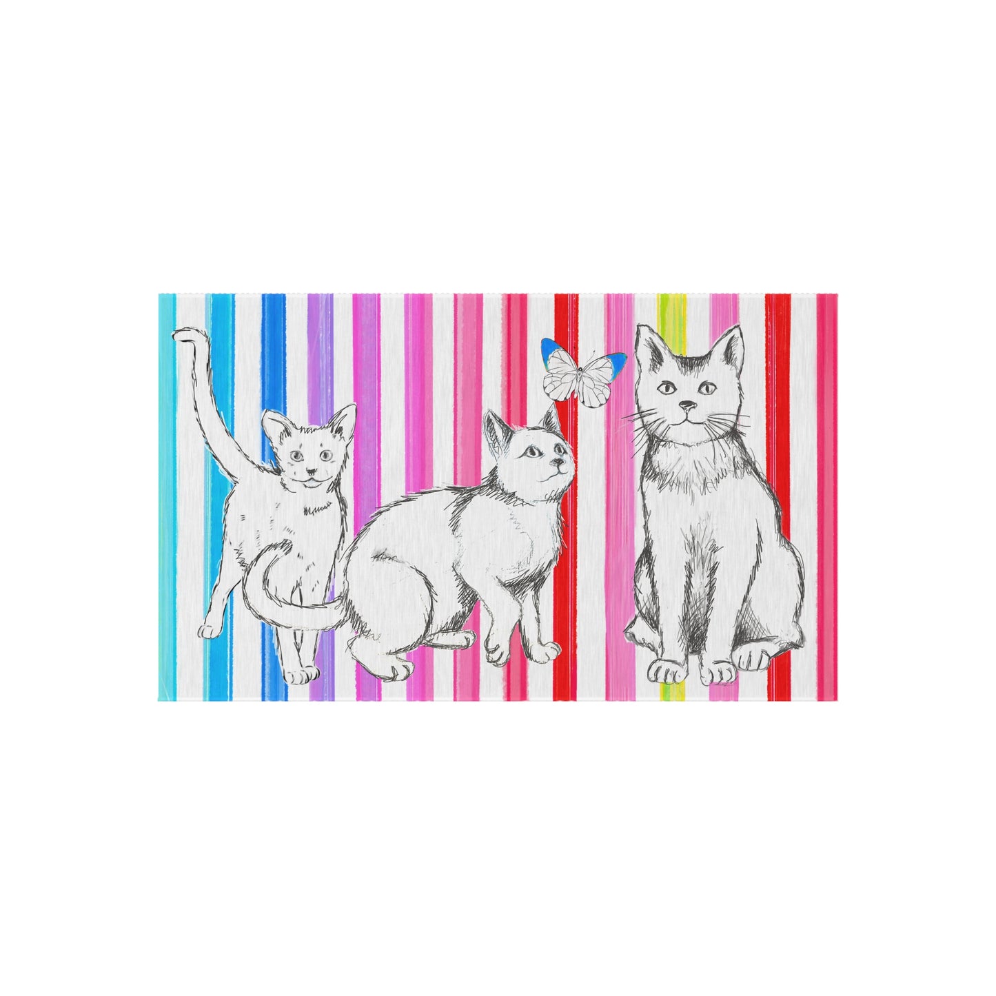 Kitty Fun Indoor/Outdoor Rug Aqua/blue