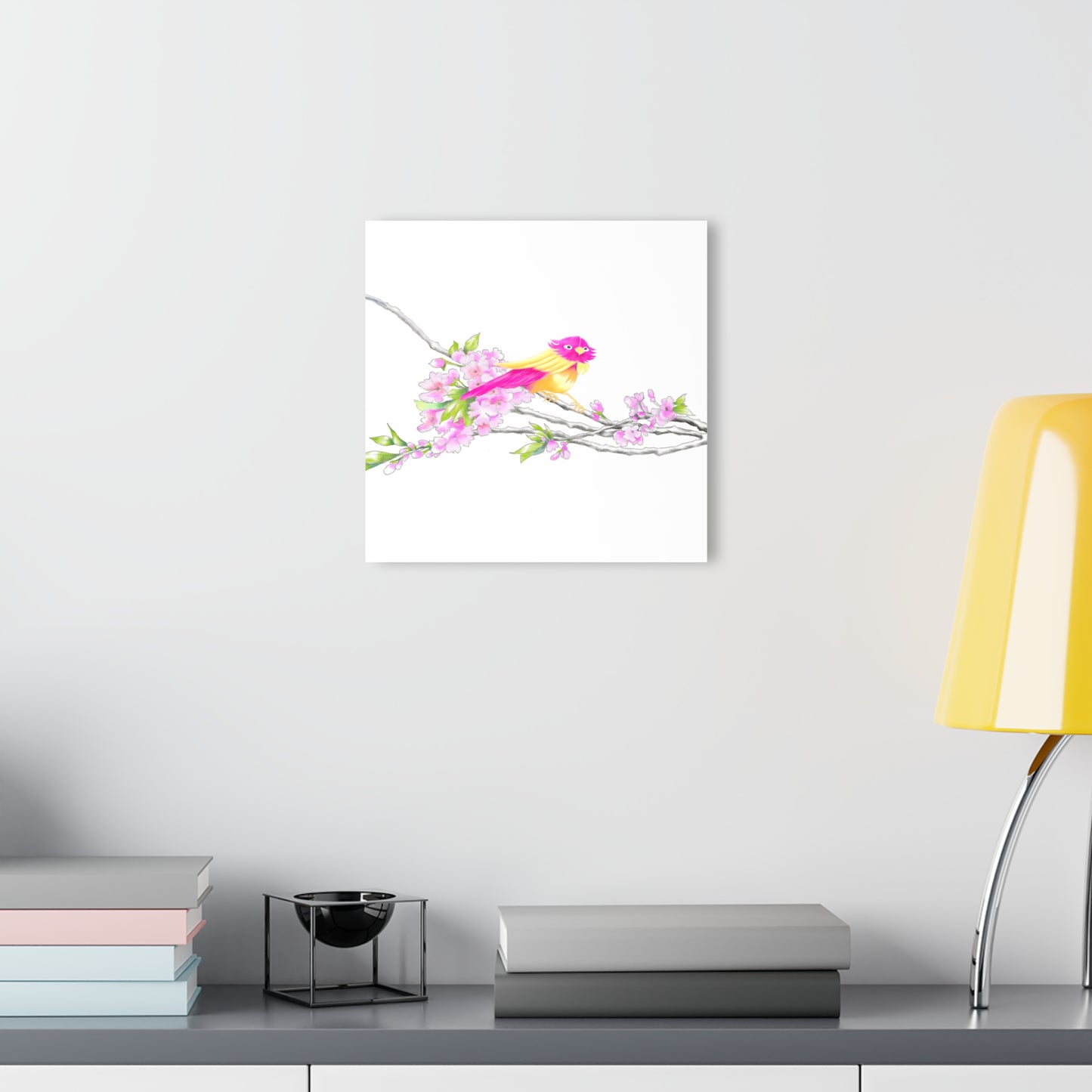 Jolly Birds Acrylic Prints (French Cleat Hanging) raspberry