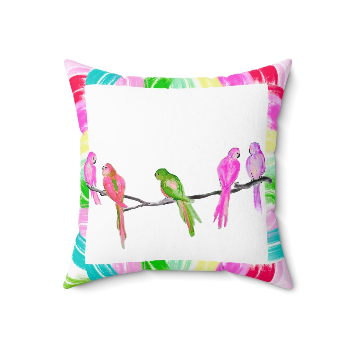 Mega Dot Polyester Square Pillow Birds