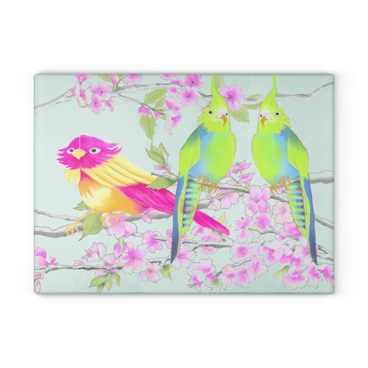 Cherry Chirp Glass Cutting Board