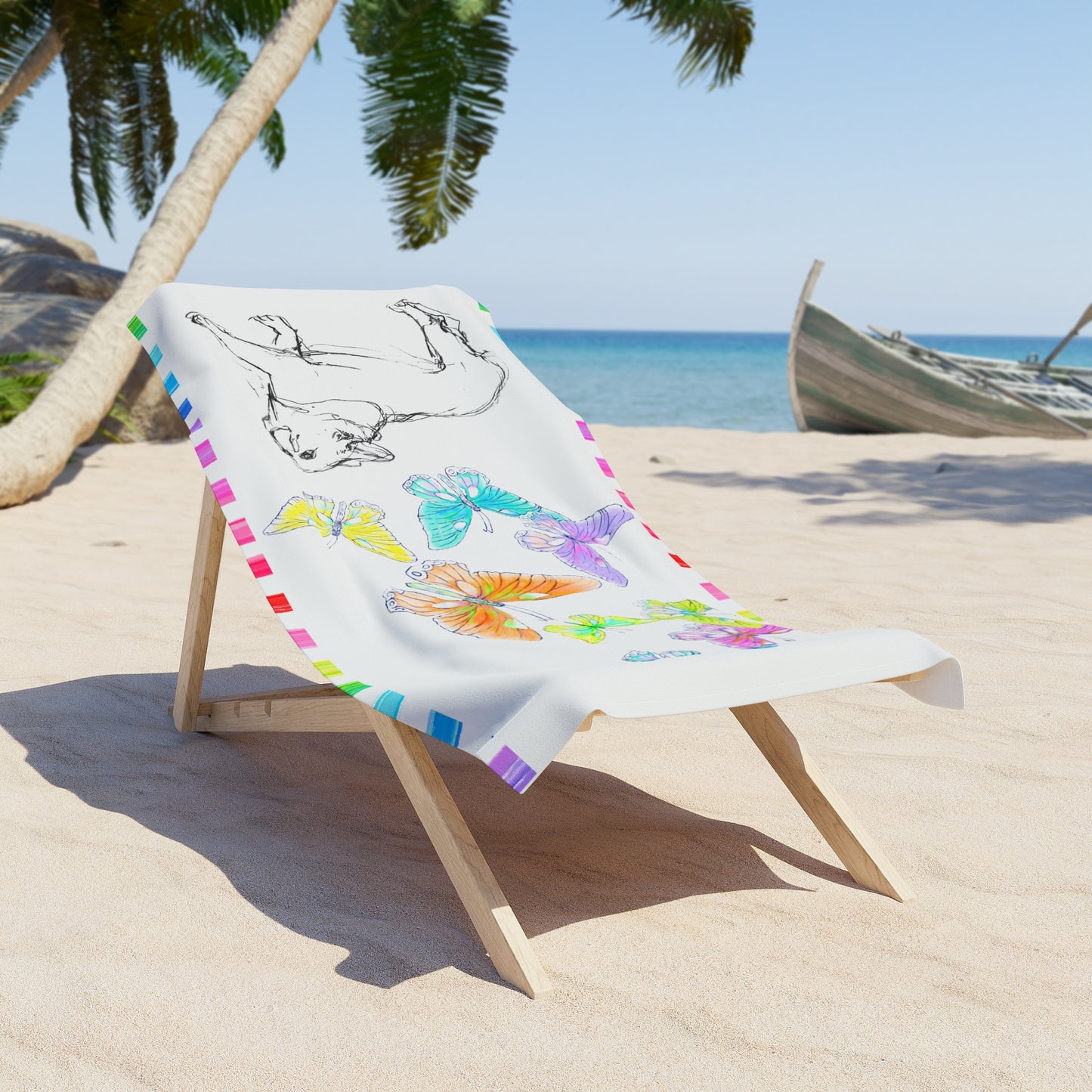 Dogi Butterfly Flutter Beach or Bathroom Towel