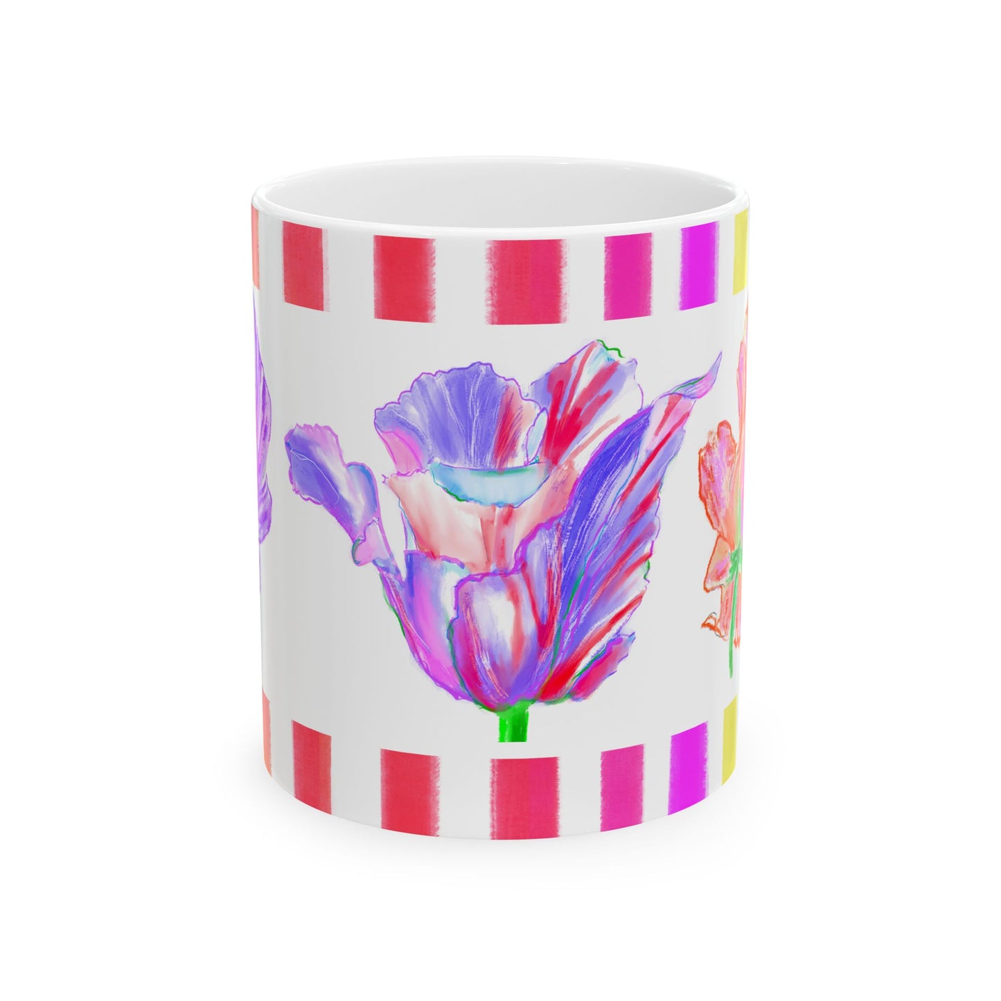 Tulip Love Ceramic Mug, (11oz, 15oz)  Purple, Orange