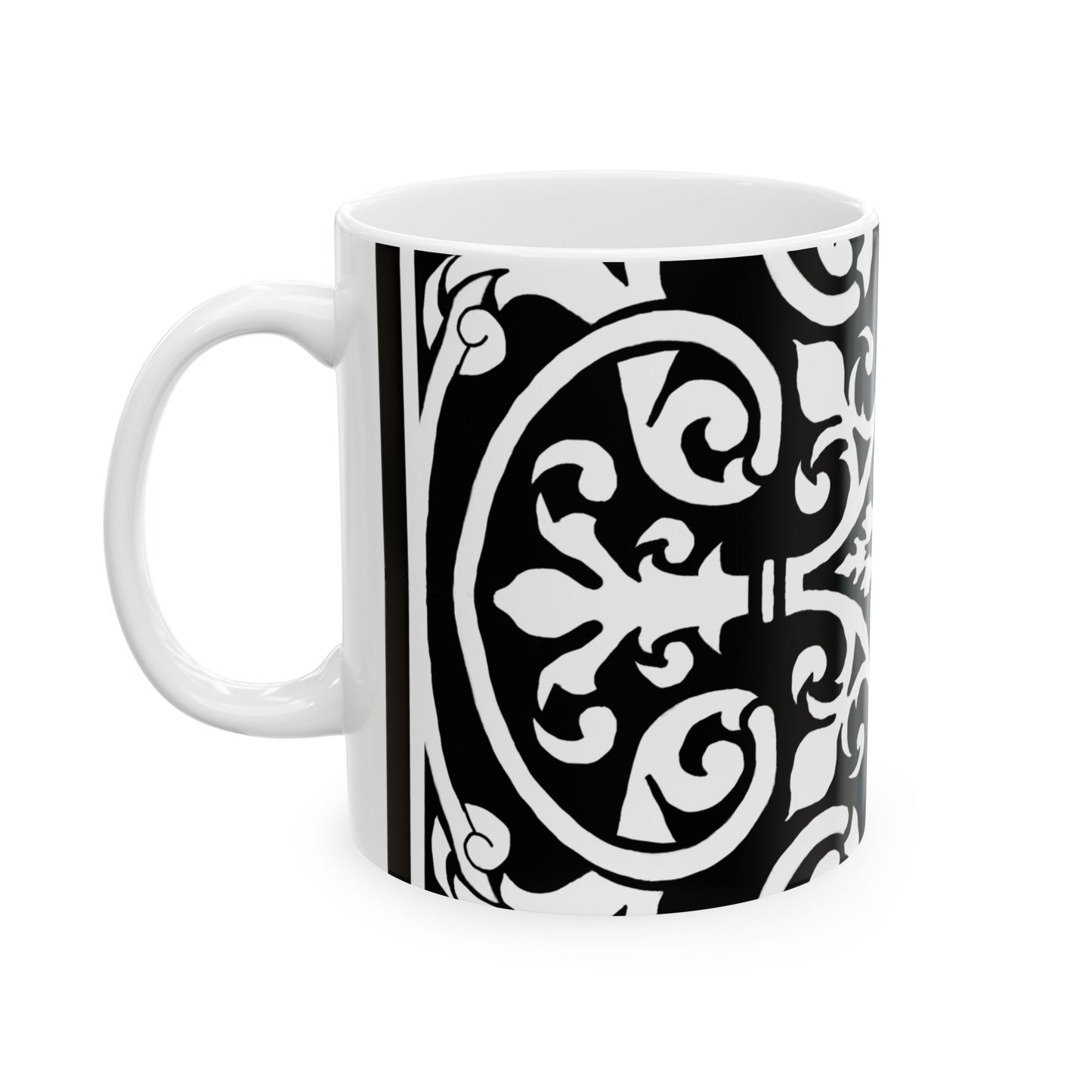 Scrollwork Ceramic Mug Black