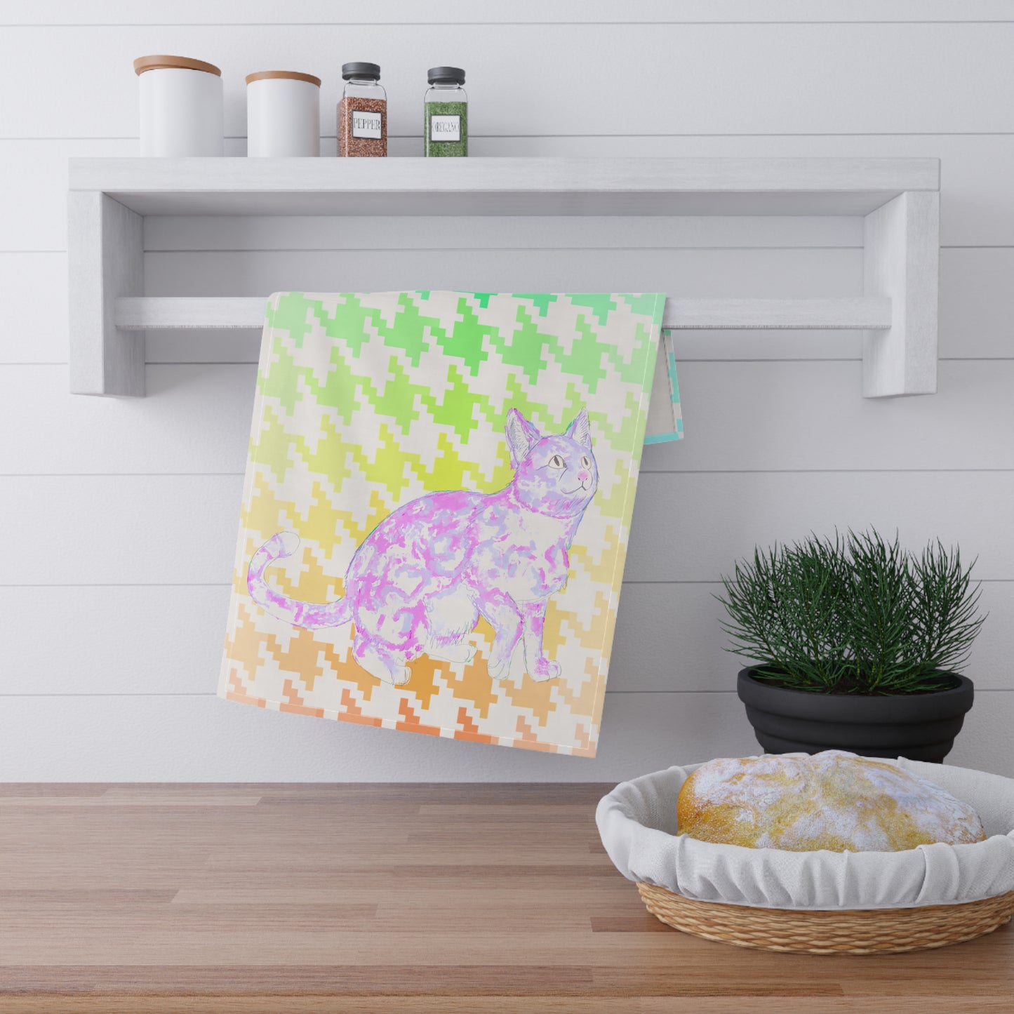 Colorful Cat Tea Towel