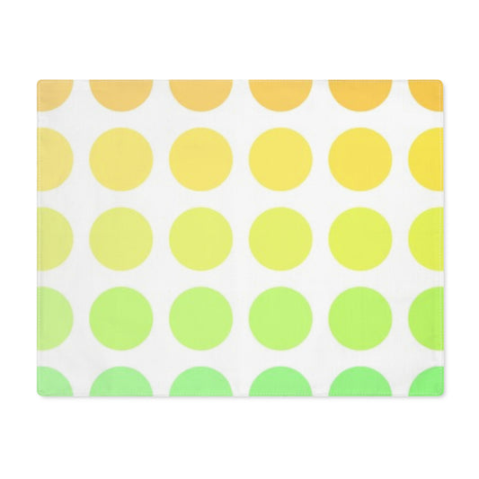 Polka Dot Joy Cotton Twill Placemat, Yellow/Green, Creamy White Fabric Background